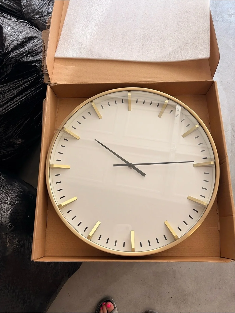 NWT- Modern Gold Accent Wall Clock - White Face